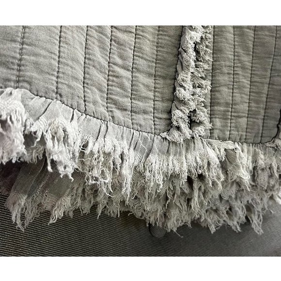 Farmhouse Throw Blanket Boho Cottage Decor Soft Decorative Grey Quilted Cover - Picture 8 of 12